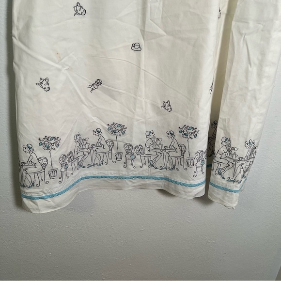 Vintage Loft Skirt White Embroidered Cafe Pattern 8 - Picture 8 of 10
